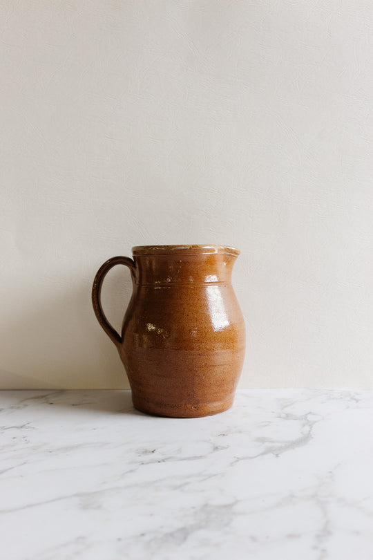 vintage french glazed stoneware pitcher