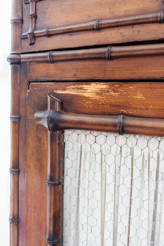 turn of the century French pine Chinoiserie armoire