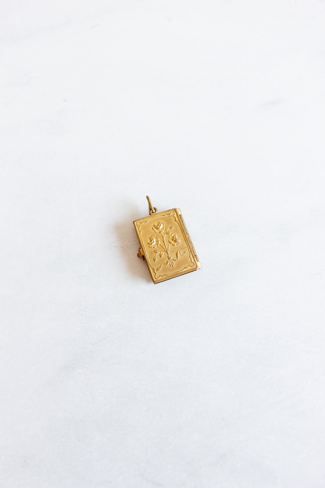 turn of the century French repousse and enamel sacred heart “ex voto” book pendant