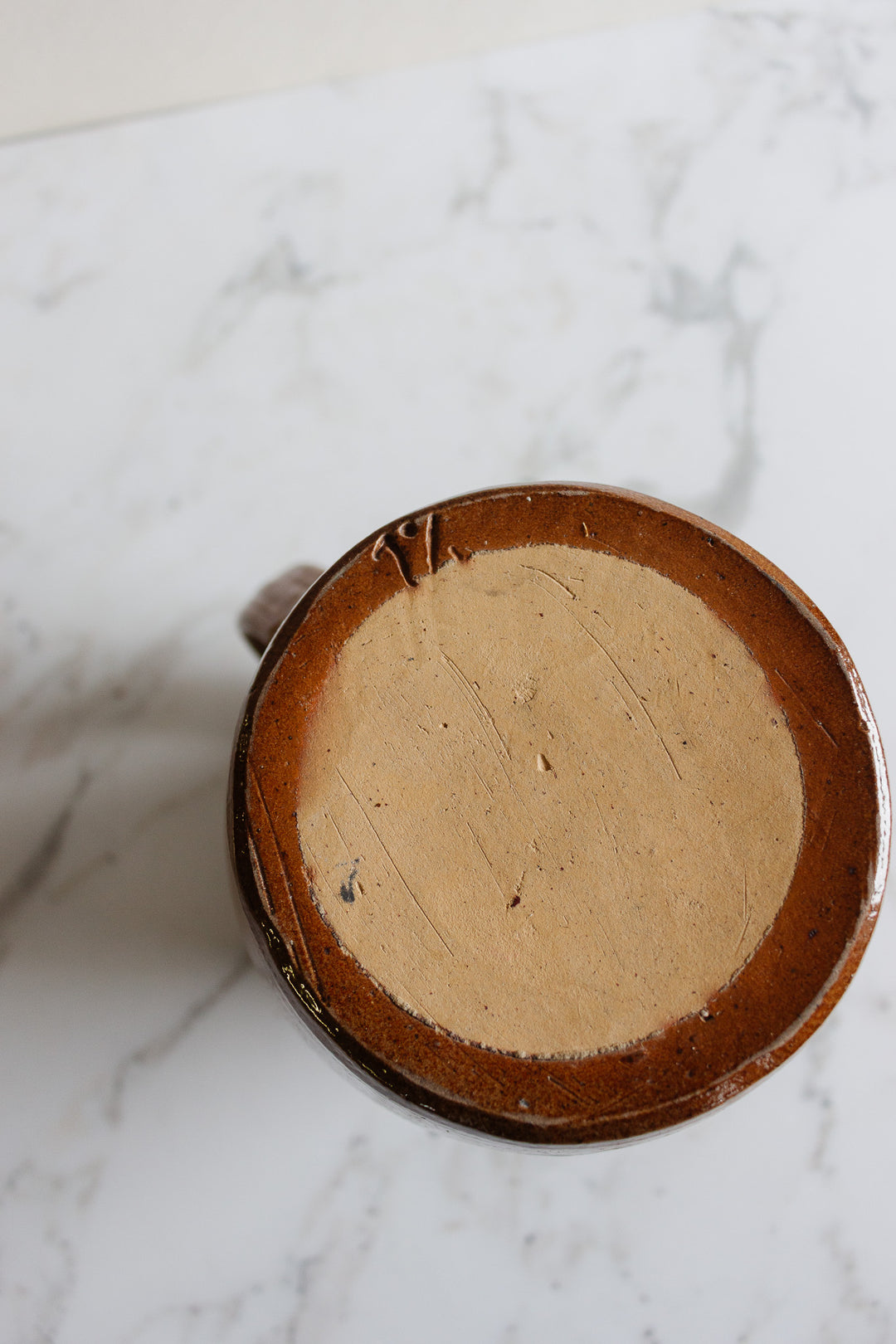 vintage french glazed stoneware pitcher