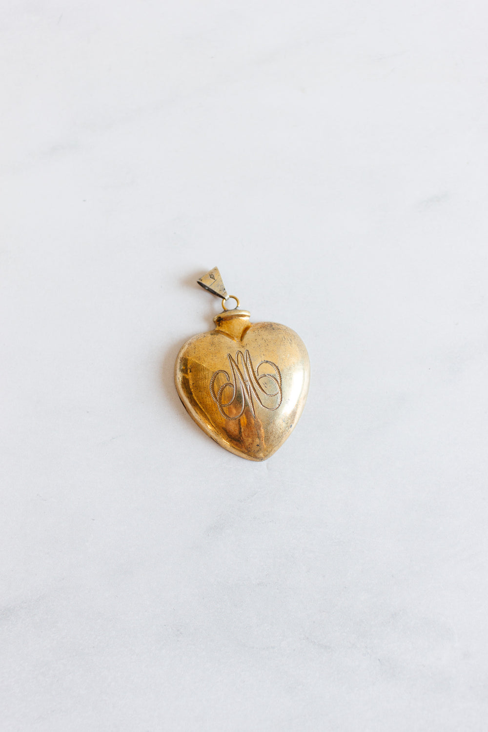 rare turn of the century french coeur de Marie “ex voto” vermeil & silver pendant