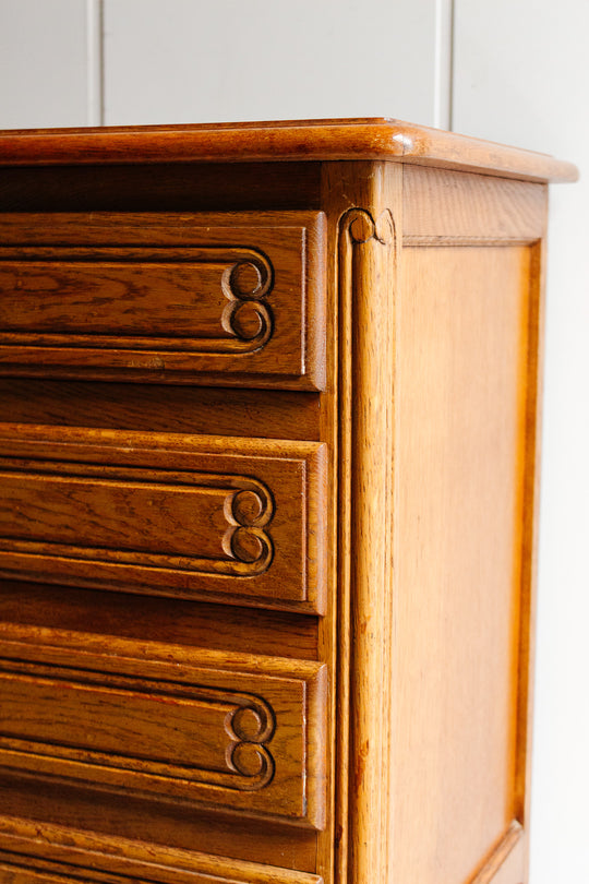 vintage french louis xiv oak chest of drawers