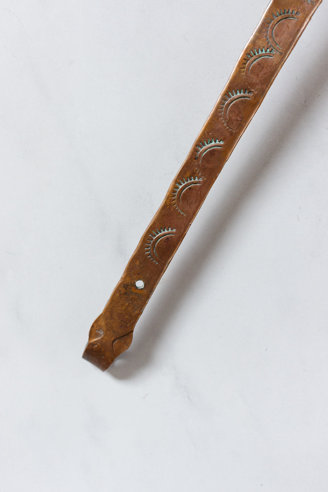 pair of antique French extra large hand forged copper utensils