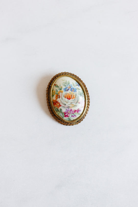 art nouveau french limoges porcelain brooch