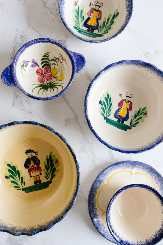 vintage french hand painted mbfa poric dish set