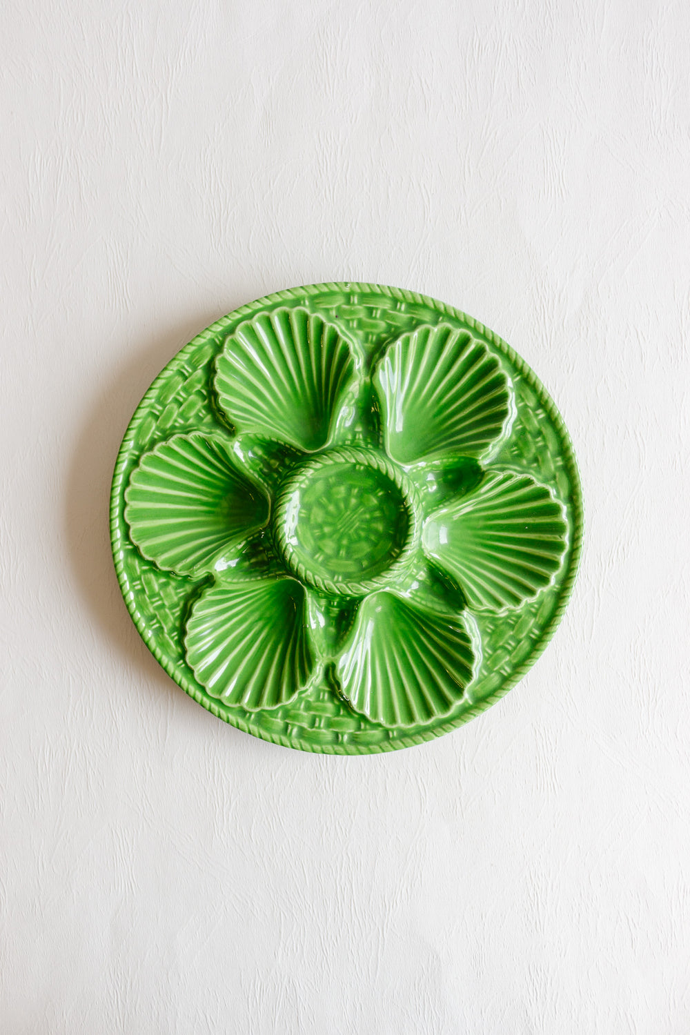 vintage french green oyster plates, set of 3