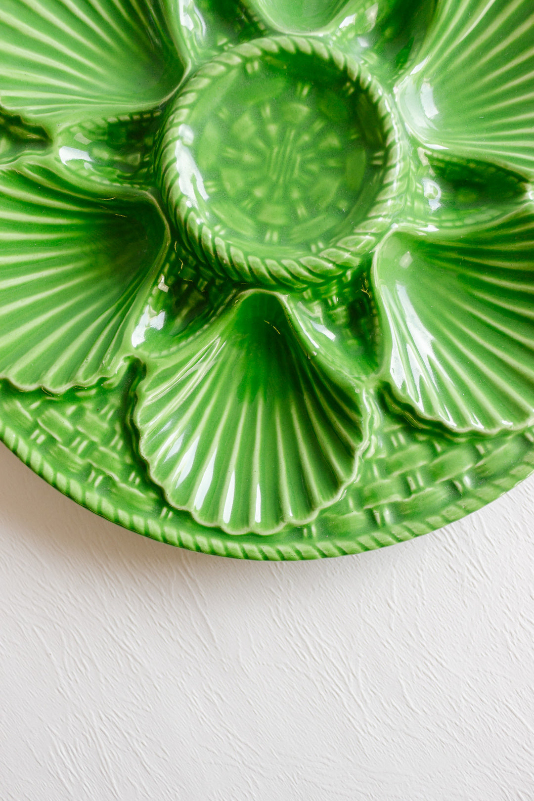 vintage french green oyster plates, set of 3