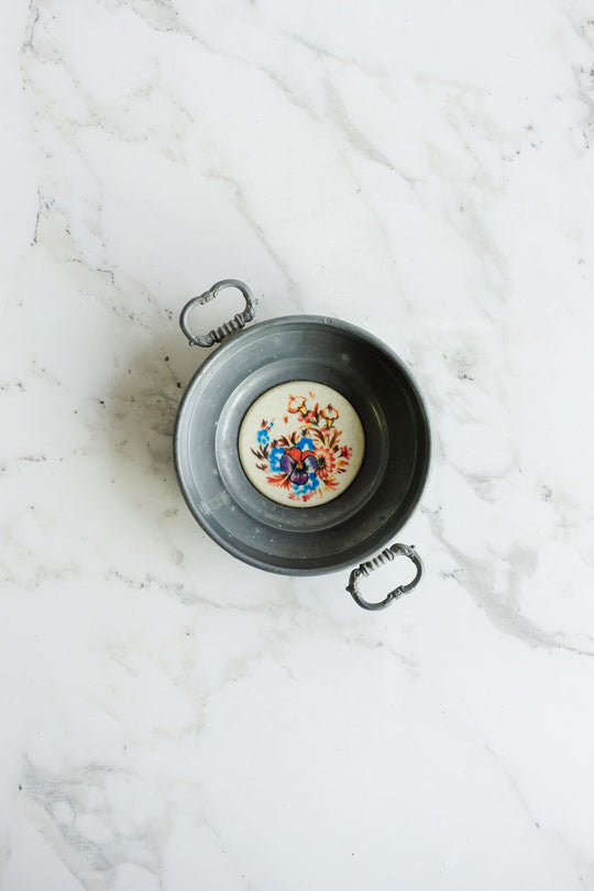 vintage french pewter nut dish