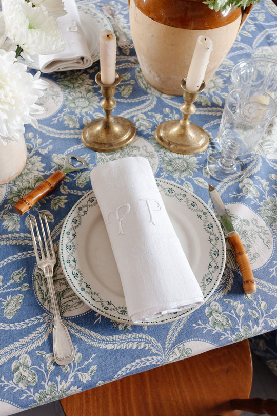 vintage French monogrammed napkins, set of 7