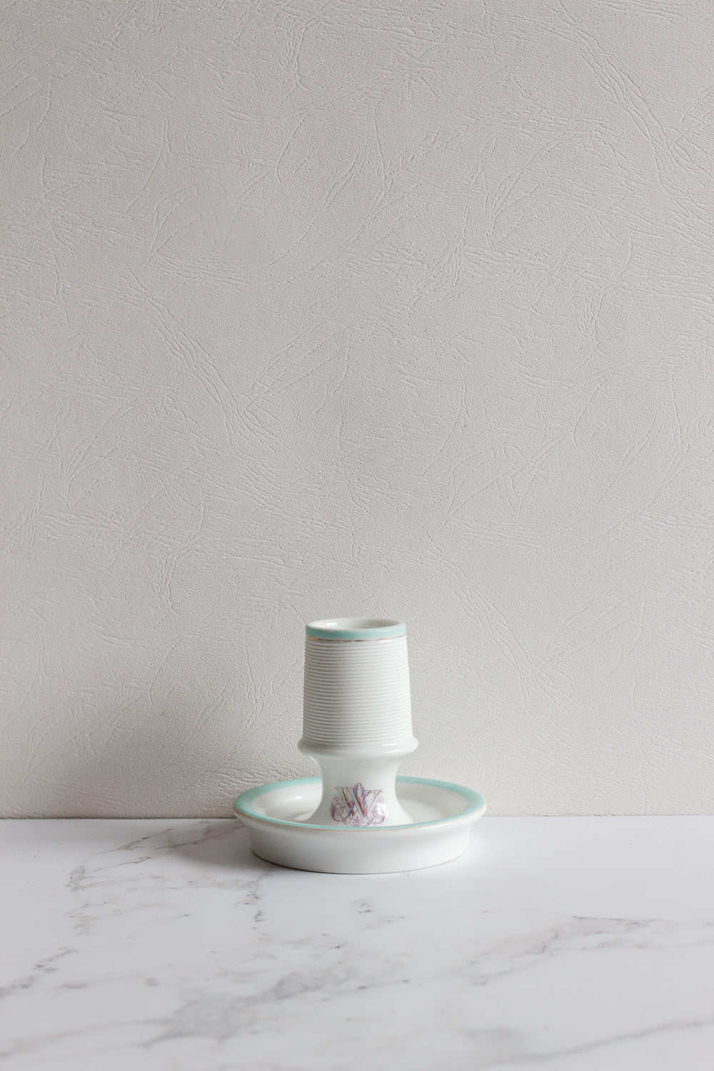 vintage french monogrammed "W" porcelain match striker