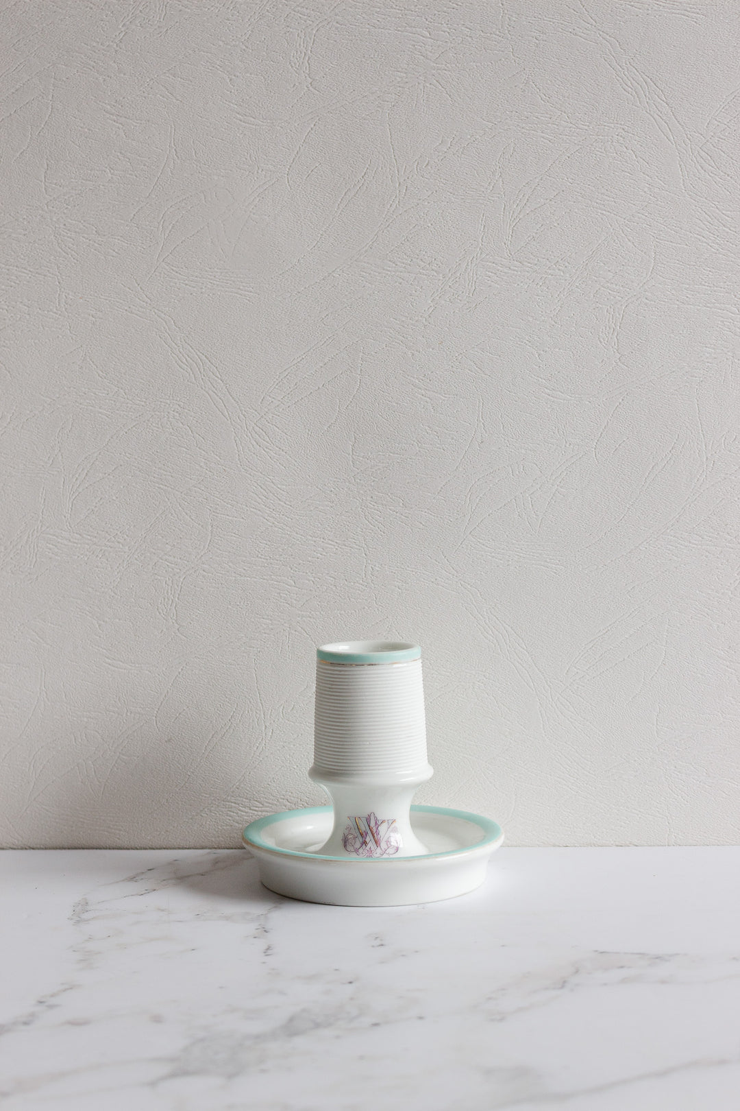 vintage french monogrammed "W" porcelain match striker
