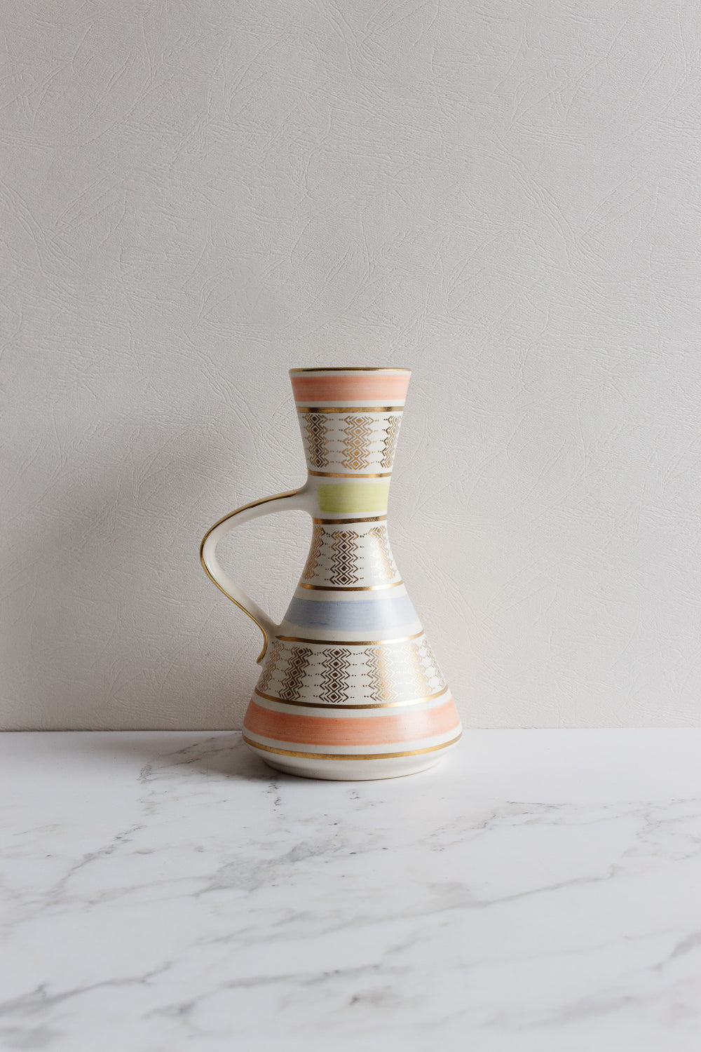rare vintage west german pastel and gold vessel