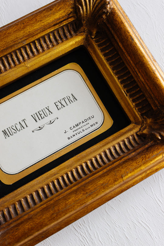 vintage french framed "étiquette de vin: muscat vieux extra"