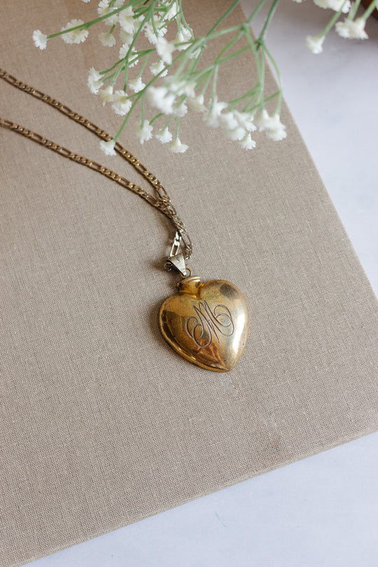 rare turn of the century french coeur de Marie “ex voto” vermeil & silver pendant