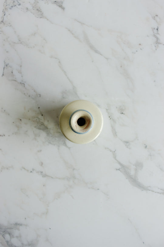 antique french stoneware blue and white vessel