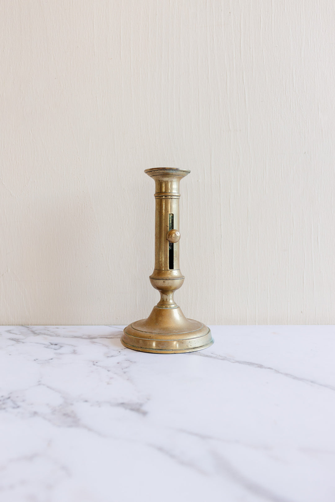 antique french brass push up candlestick