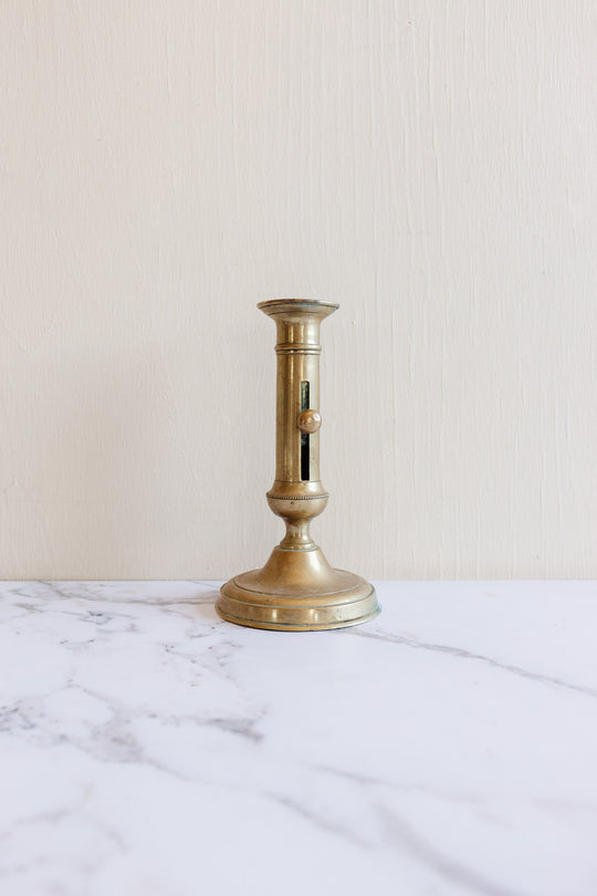 antique french brass push up candlestick
