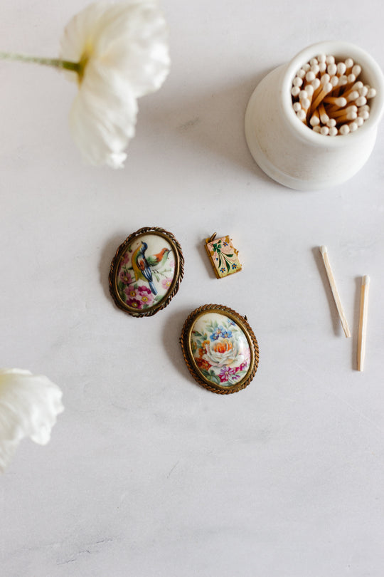art nouveau french limoges porcelain brooch