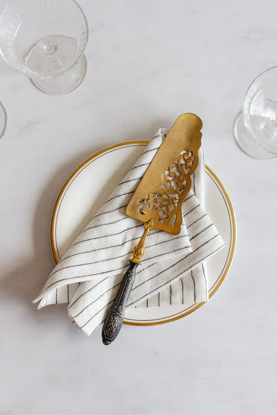 vintage french cake server with vermeil blade and silver handle