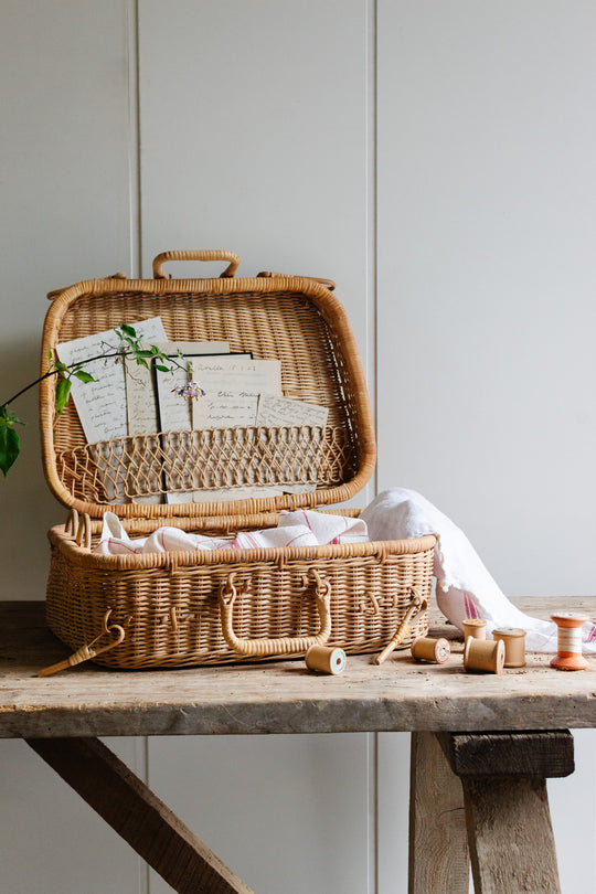 1970s french wicker picnic trunk