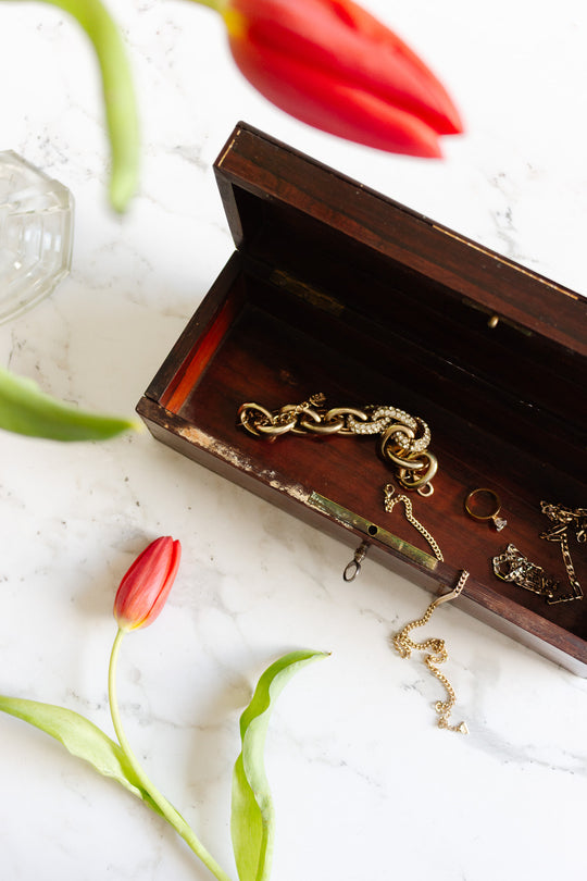 antique french wood and mother of pearl inlay "coffret à gants"