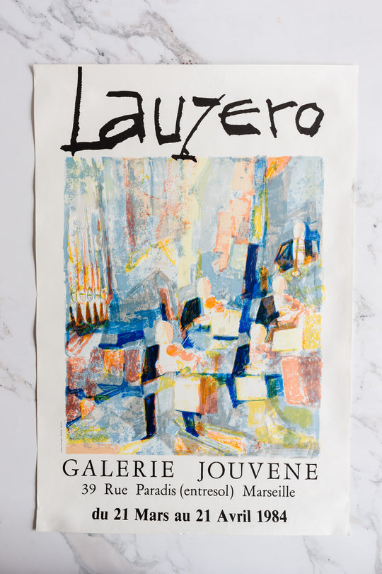 Lauzero vintage french exhibition poster at the galerie jouvene