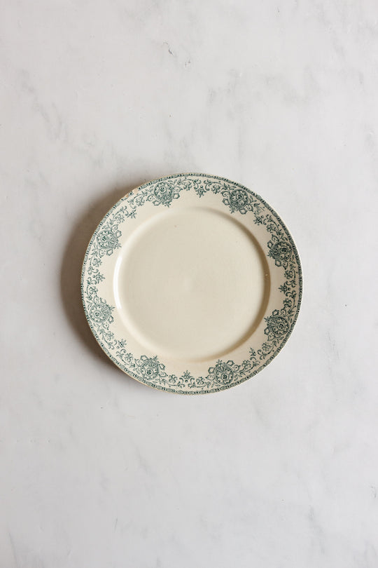 antique french transferware plates,  set of 5