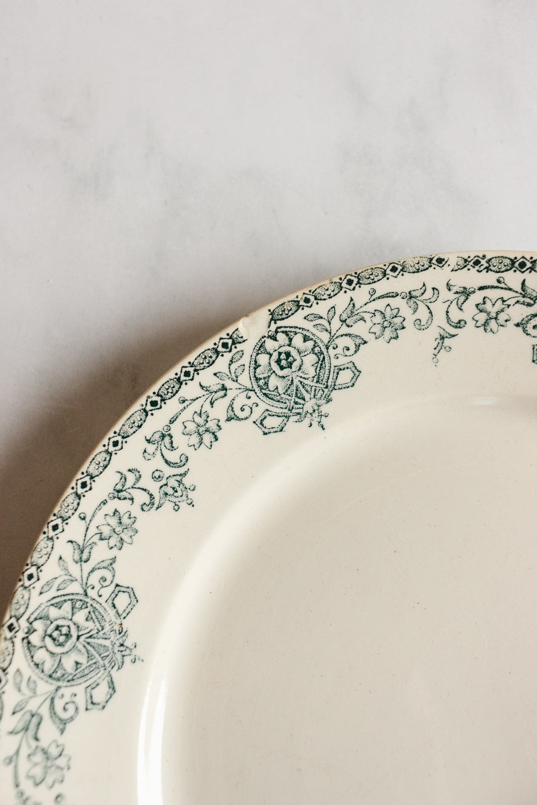 antique french transferware plates,  set of 5
