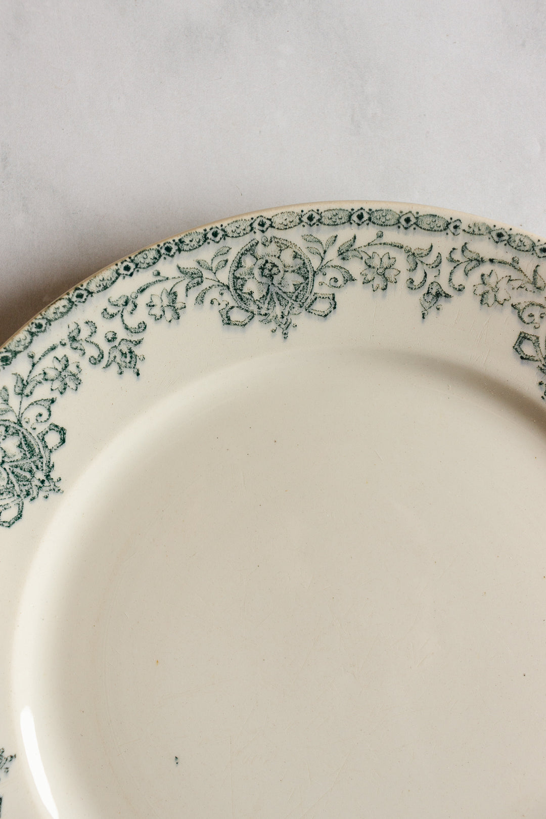antique french transferware plates,  set of 5