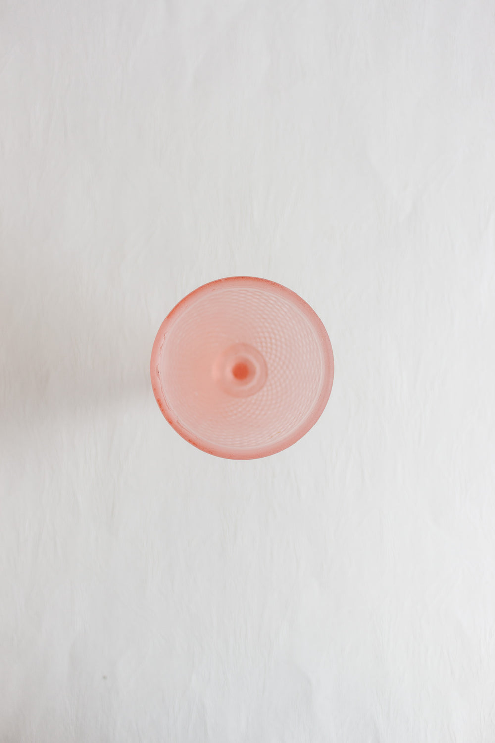 vintage french single frosted glass pink goblet