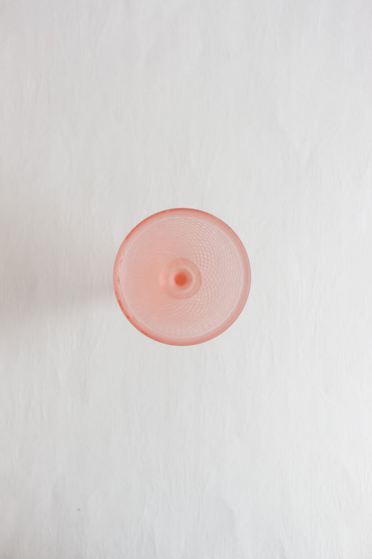 vintage french single frosted glass pink goblet