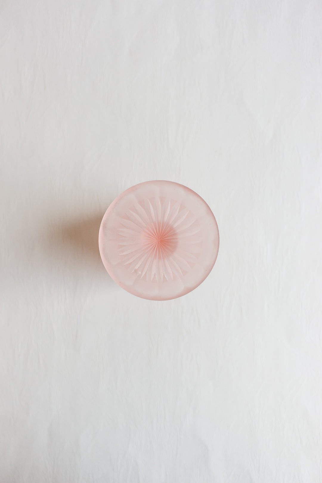 vintage french single frosted glass pink goblet
