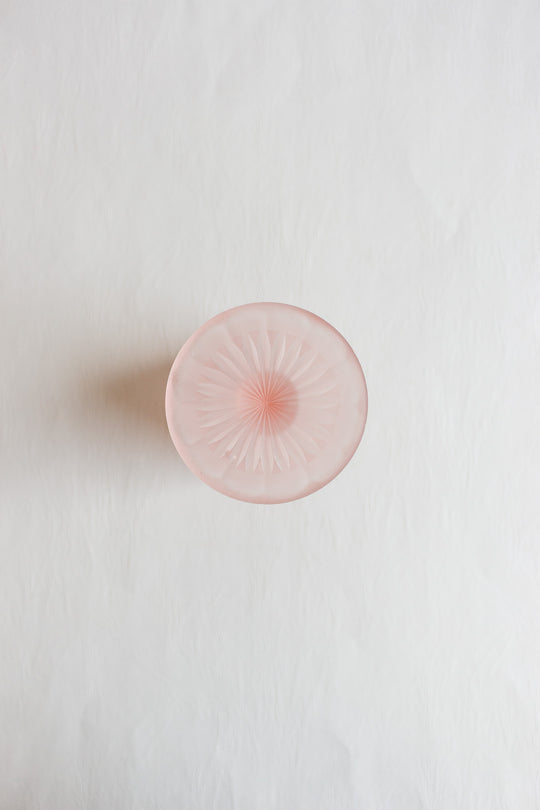 vintage french single frosted glass pink goblet