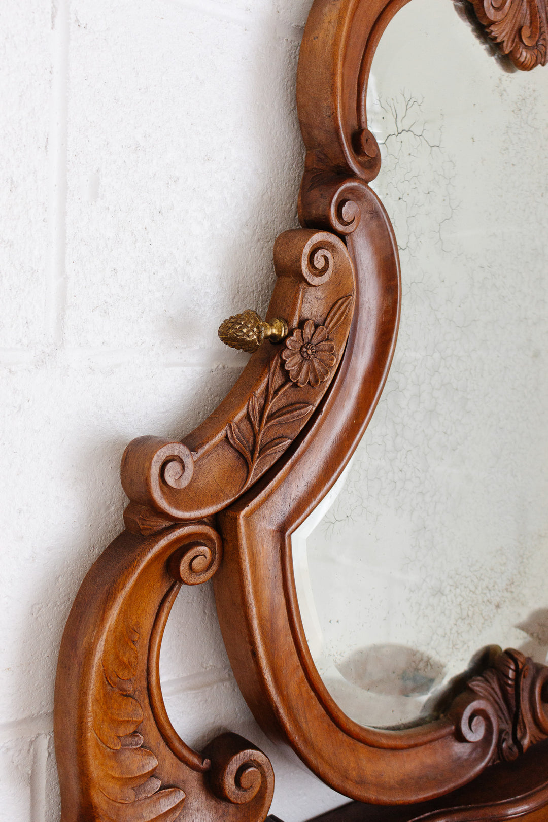 19th century French Louis XV carved walnut vanity