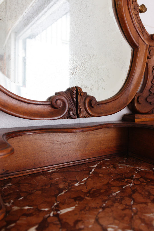 19th century French Louis XV carved walnut vanity