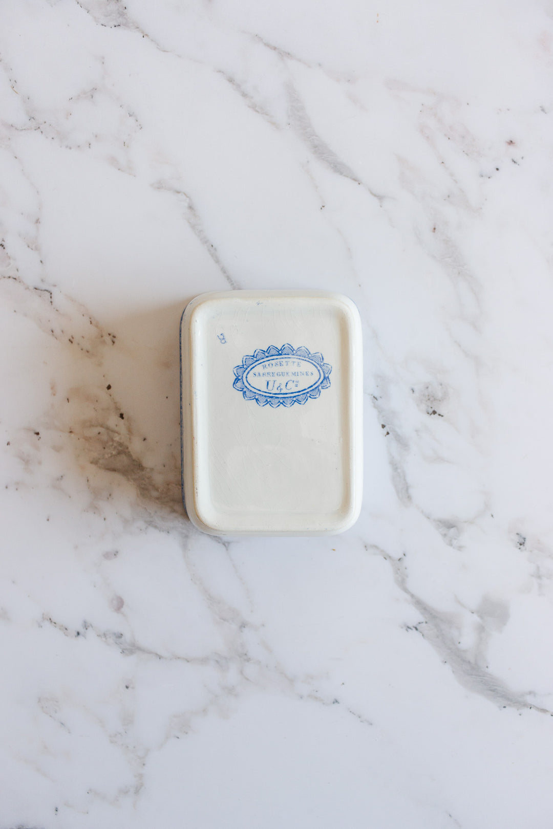 antique french Sarreguemines transferware covered soap dish