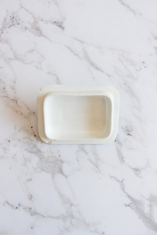 antique french Sarreguemines transferware covered soap dish