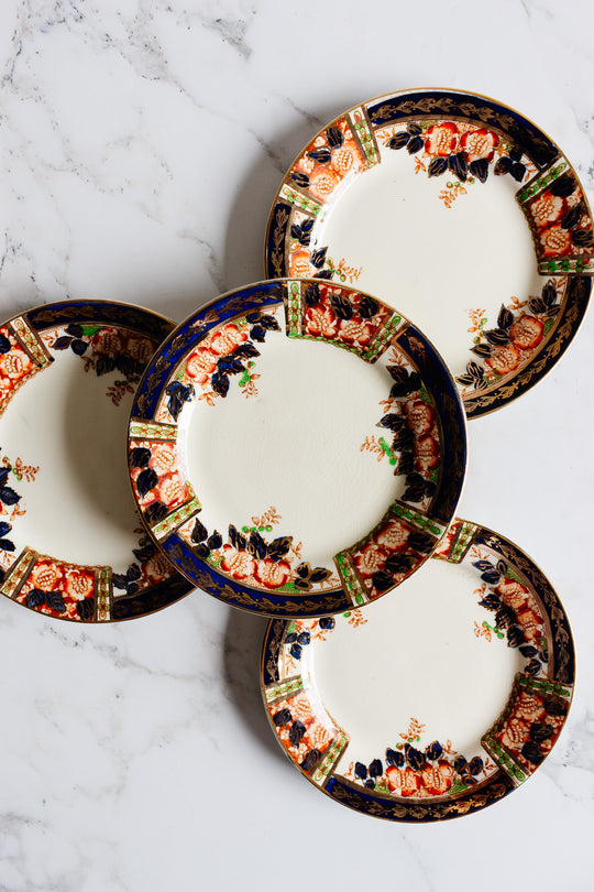 set of 4 windsor derby 24k gold bread and butter plates