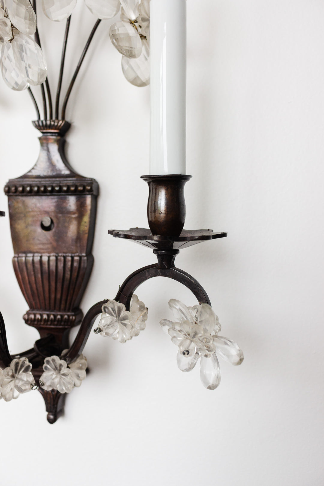 pair of midcentury italian Banci Firenze wall sconces with crystal flowers