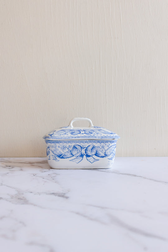 antique french Sarreguemines transferware covered soap dish