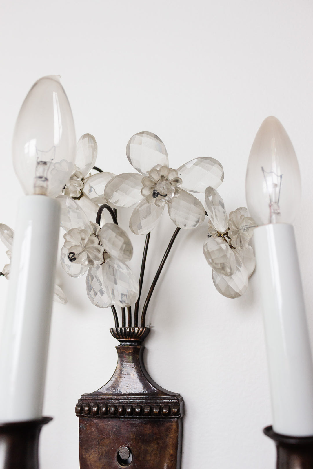 pair of midcentury italian Banci Firenze wall sconces with crystal flowers