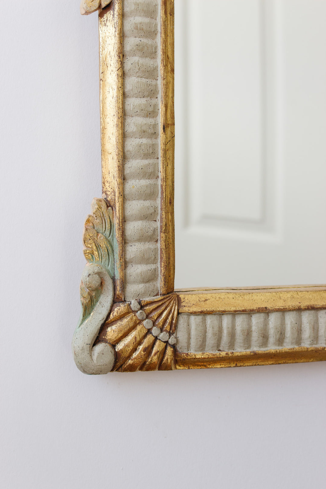art deco hand painted wood carved mirror