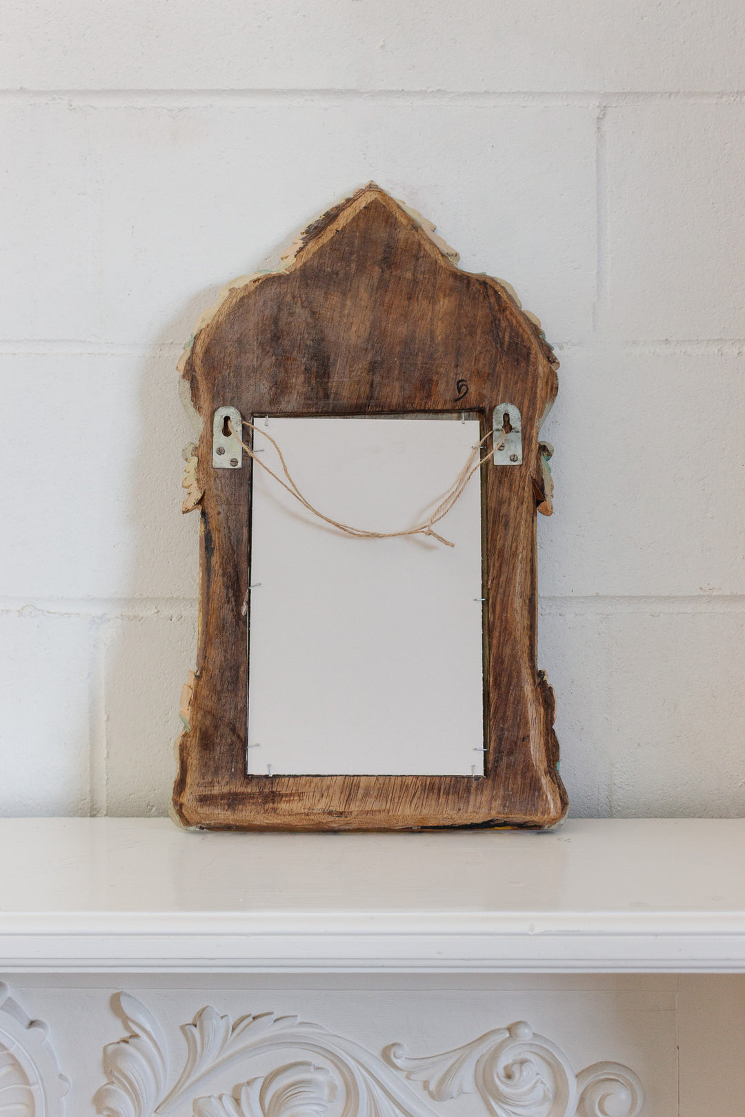 art deco hand painted wood carved mirror