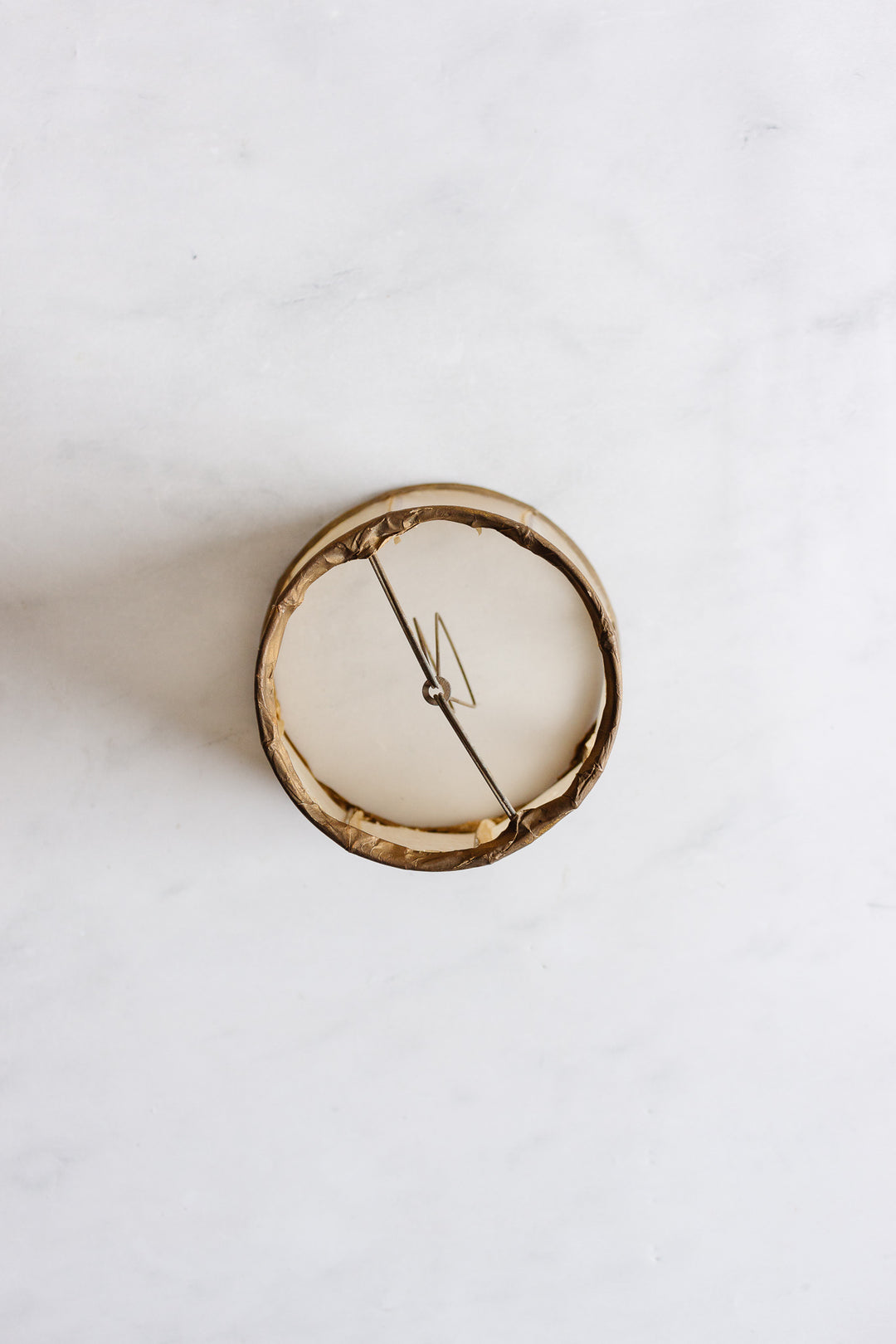 turn of the century French gilt brass lamp with rawhide shade