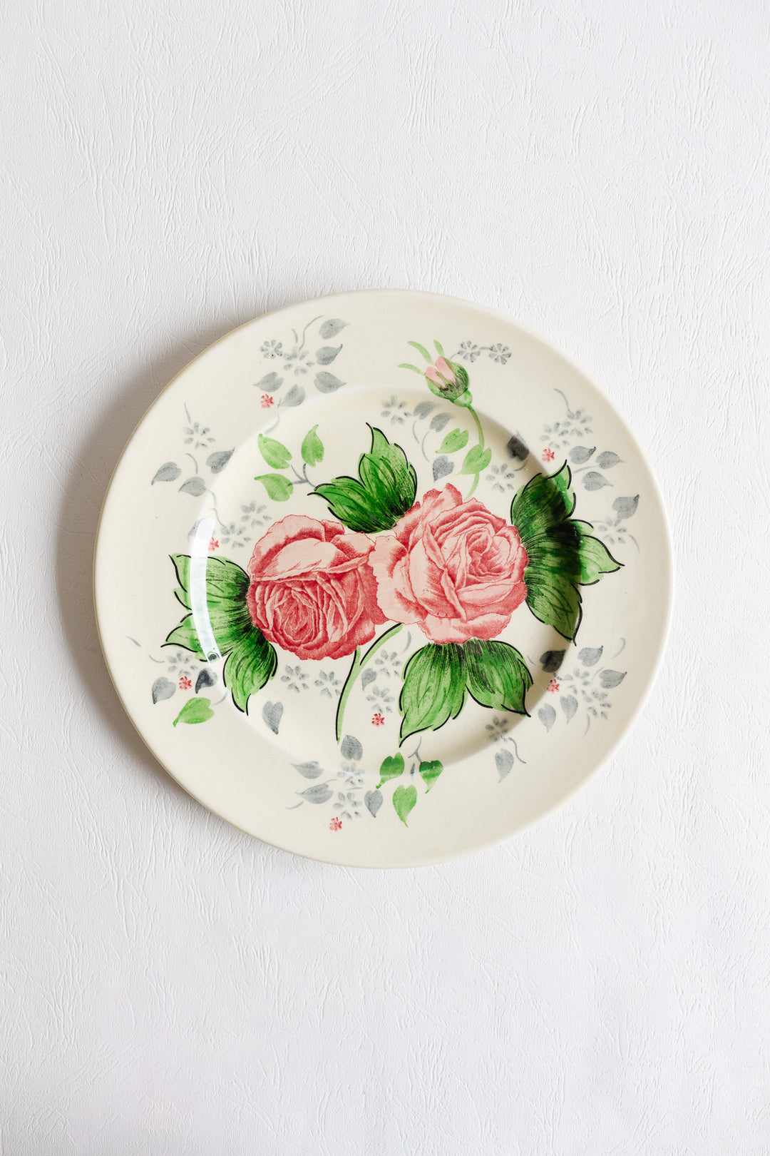 antique english adams pottery rose plate — royal ivory titian ware