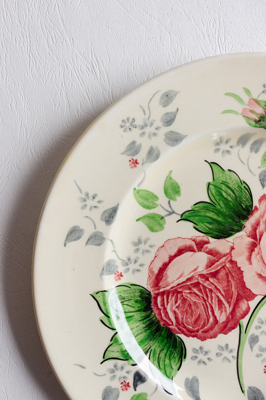 antique english adams pottery rose plate — royal ivory titian ware
