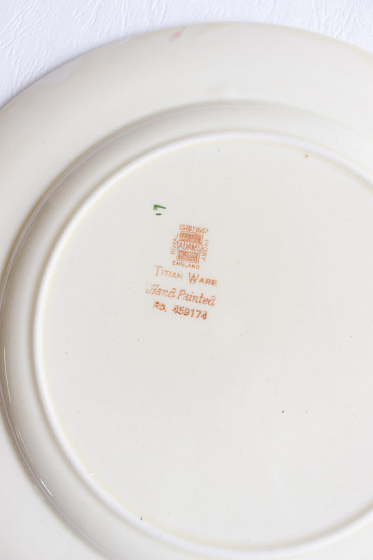 antique english adams pottery rose plate — royal ivory titian ware