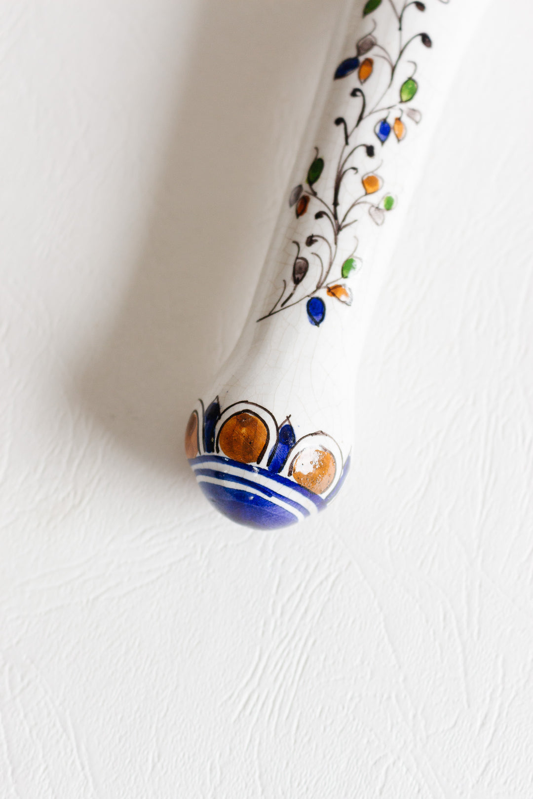 vintage ceramic pestle in the style of moustiers