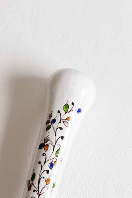 vintage ceramic pestle in the style of moustiers
