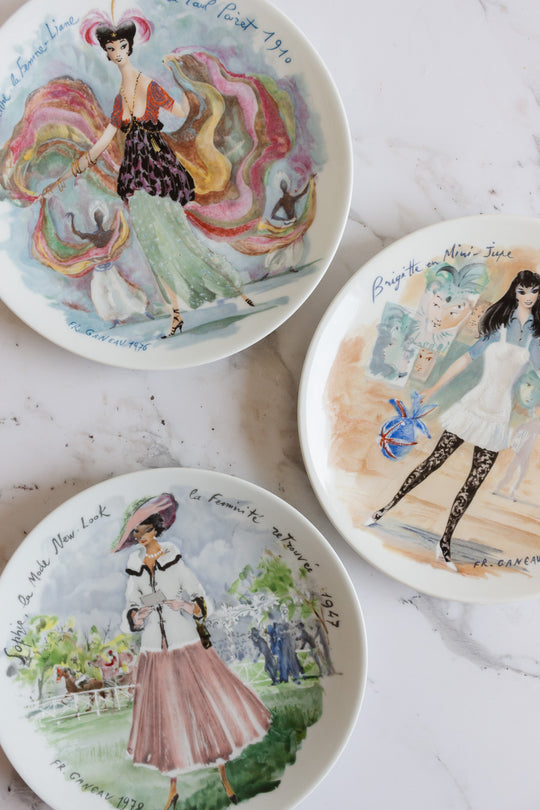 d'arceau limoges "les femmes du siecle" vintage set of 3 plates